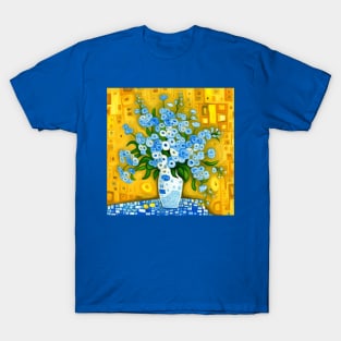 Blue and White Flowers in a Vase Still Life Painting T-Shirt